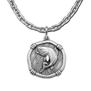 Freshwater Bass Necklace - Sterling Silver Medallion Pendant with Chain
